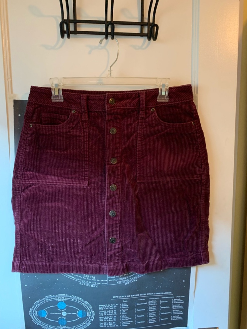 Sonoma Burgundy Corduroy Button-Front Mini Skirt, 6